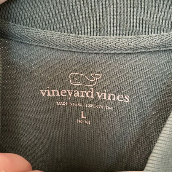 Vineyard Vines Green Polo Shirt 100% Cotton Boys Size Large 16-18 - Picture 5 of 8
